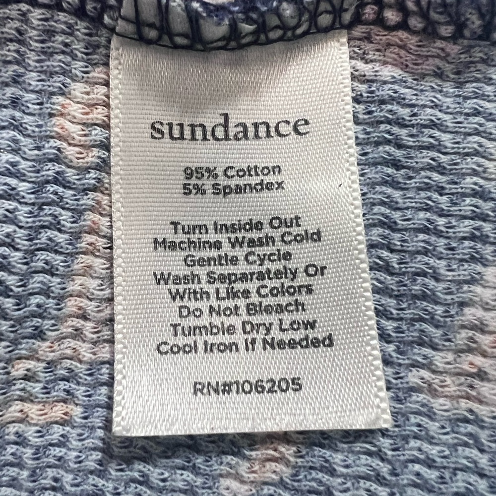 Sundance Waffle Knit Top Large Velvet Cuff Purple Floral Thermal Boho Prairie - Picture 9 of 12